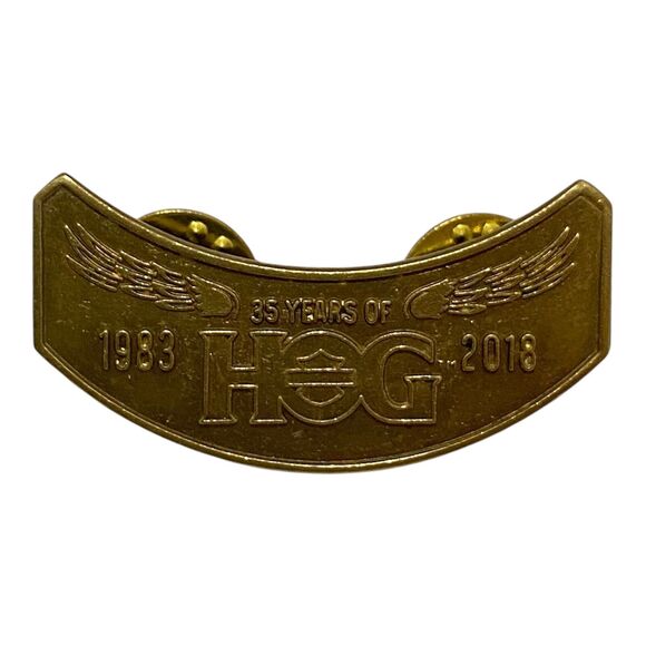 Harley Davidson Owners Group 2018 HOG Rocker Pin Bronze Tone 1.5 Inch - Picture 1 of 3